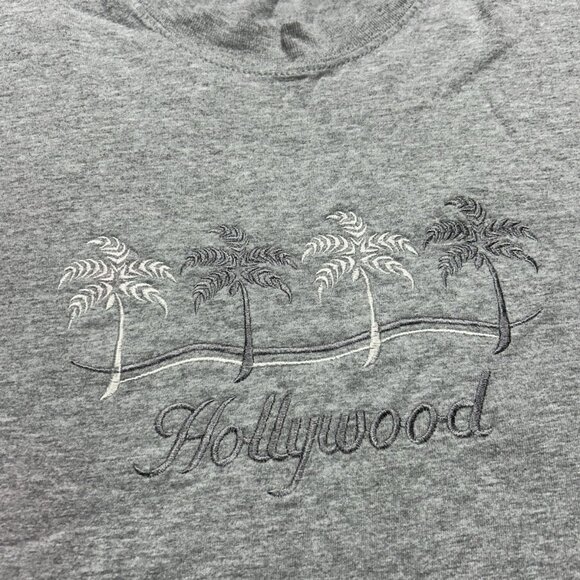 Vtg graphic t shirt Hollywood California embroidered palm trees adult large - Picture 2 of 5